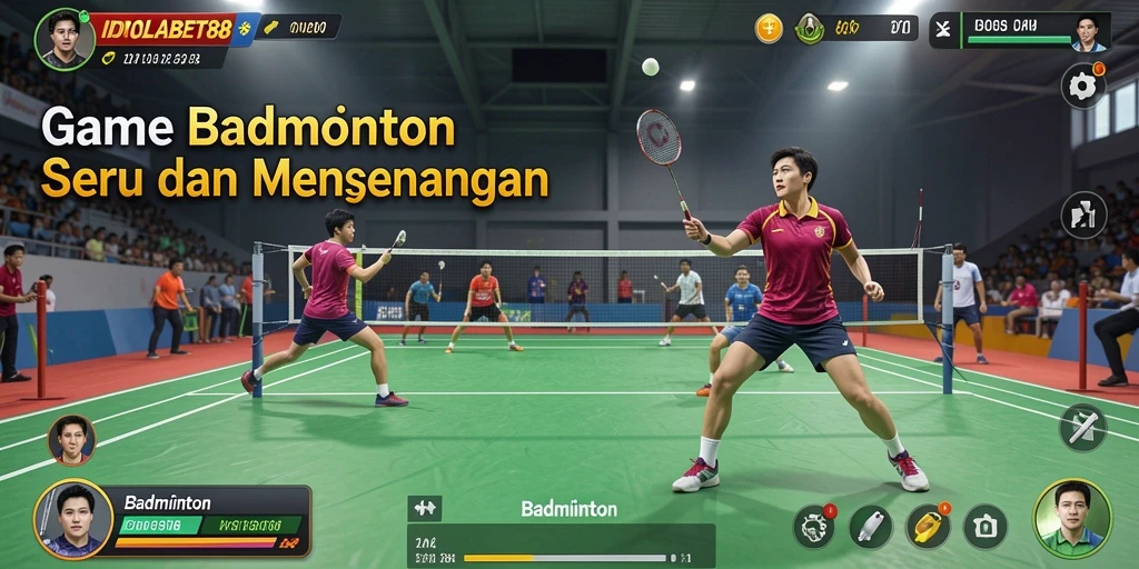 Tampilan antarmuka IDOLABET88 yang menarik dengan fungsi permainan Badminton.