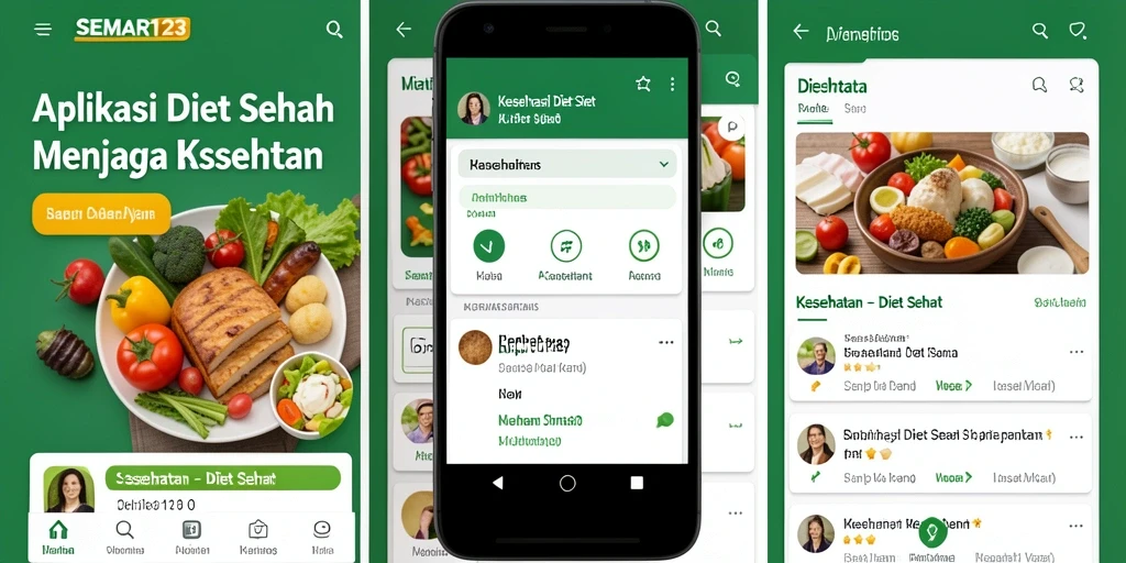 Antarmuka SEMAR123 yang sederhana dan informatif untuk diet sehat.