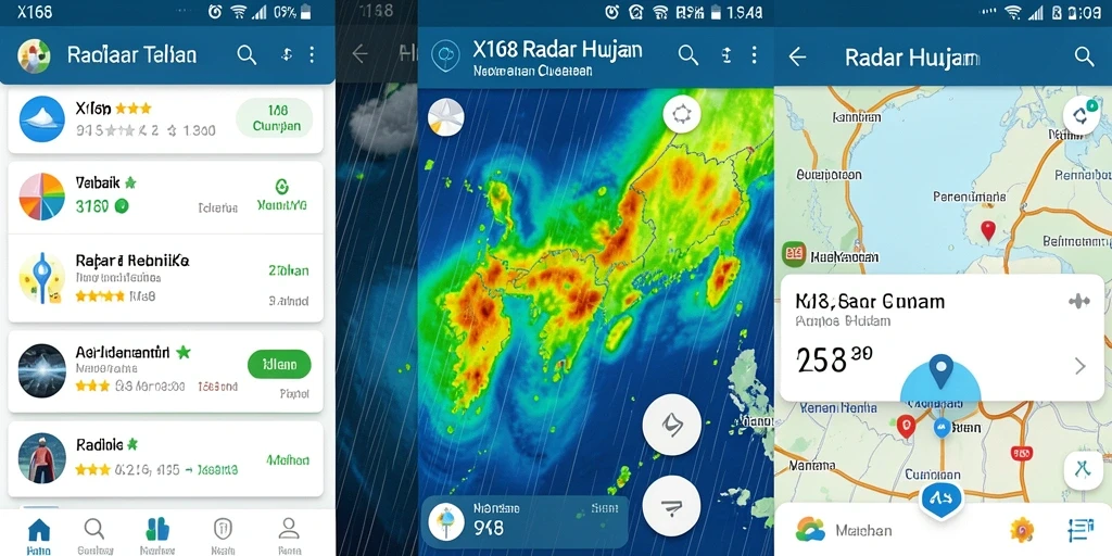 Antarmuka intuitif dan peta radar hujan dari aplikasi X168.
